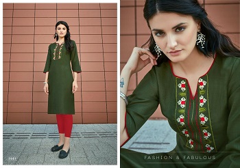 Poonam Designer Diva Vol 7 Heavy Solft Cotton Slub Embroidered Kurtis Catalog 