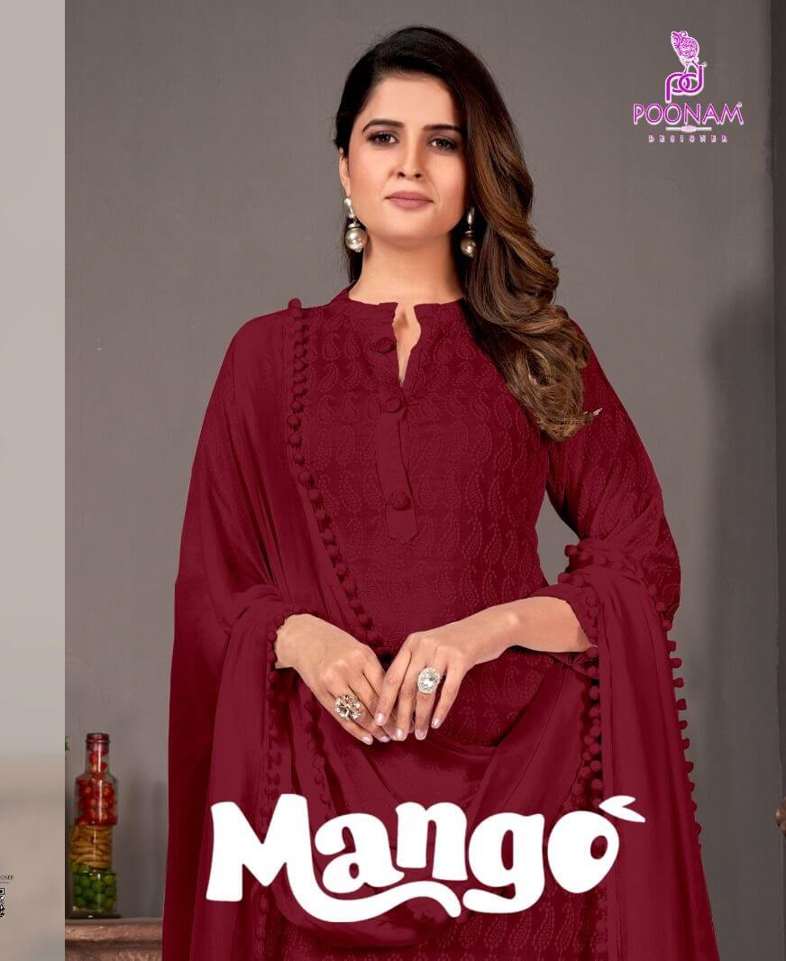 Poonam Designer Mango Chikan Work Kurti with Pant and Dupatta Catalog, Buy Poonam Designer Mango Chikan Work Kurti with Pant and Dupatta Full Catalog in Wholesale Price Online From Aarvee Creation