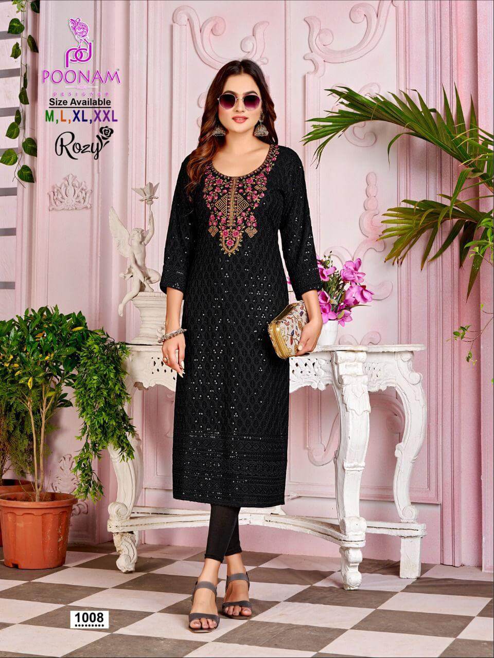 Poonam Designer Rozy Lucknowi Kurtis Catalog, Buy Poonam Designer Rozy Lucknowi Kurtis Full Catalog at Wholesale Price Online