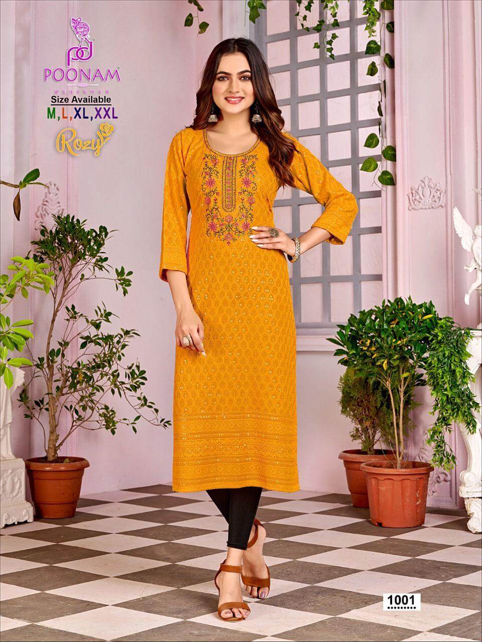 Poonam Designer Rozy Lucknowi Kurtis Catalog, Buy Poonam Designer Rozy Lucknowi Kurtis Full Catalog at Wholesale Price Online