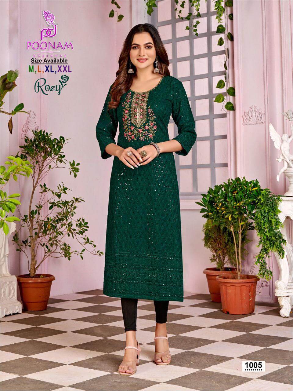 Poonam Designer Rozy Lucknowi Kurtis Catalog, Buy Poonam Designer Rozy Lucknowi Kurtis Full Catalog at Wholesale Price Online