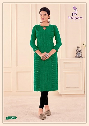 Poonam Designer Mannat Schiffli work kurtis wholesale catalog, Purchase Schiffli work kurtis Catalog in wholesale price online at lowest rate 