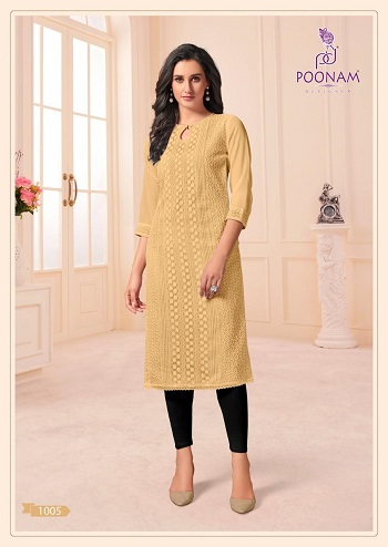 Poonam Designer Mannat Schiffli work kurtis wholesale catalog, Purchase Schiffli work kurtis Catalog in wholesale price online at lowest rate 