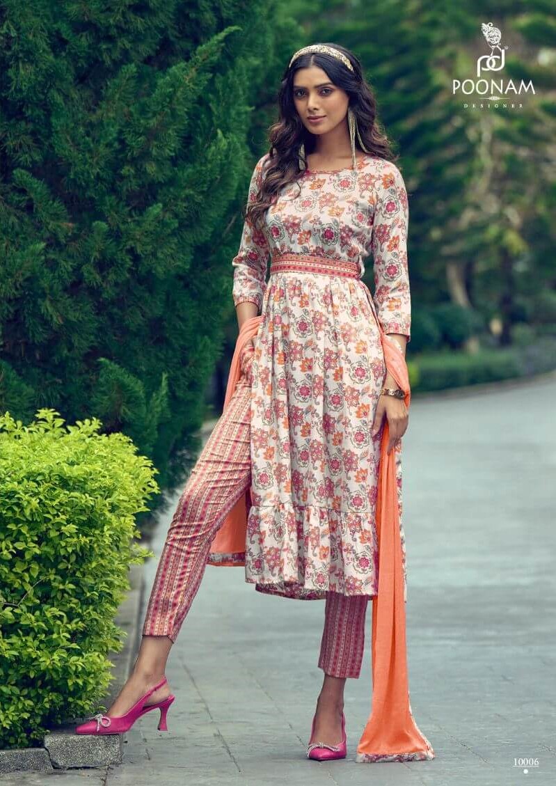 Poonam Rivaaz Naira Cut Kurti with Pant and Dupatta Catalog, Buy Poonam Rivaaz Naira Cut Kurti with Pant and Dupatta Full Catalog in Wholesale Price Online From Aarvee Creation