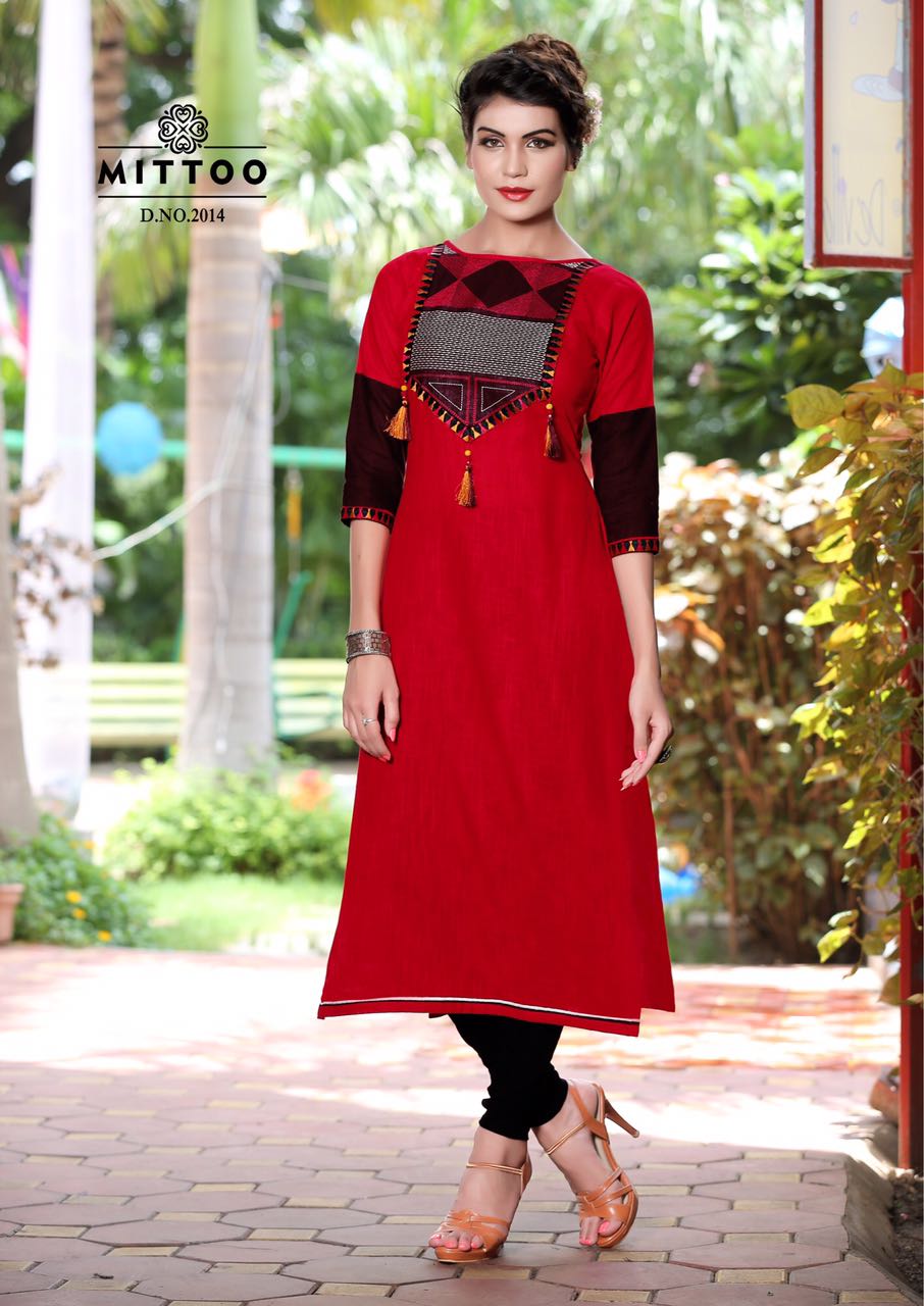 MITTOO PRIYAL VOL 2 COTTON SLUB FINE QUALITY KURTI WITH INNER CATALOG DISPATCH FROM 6TH OCT.