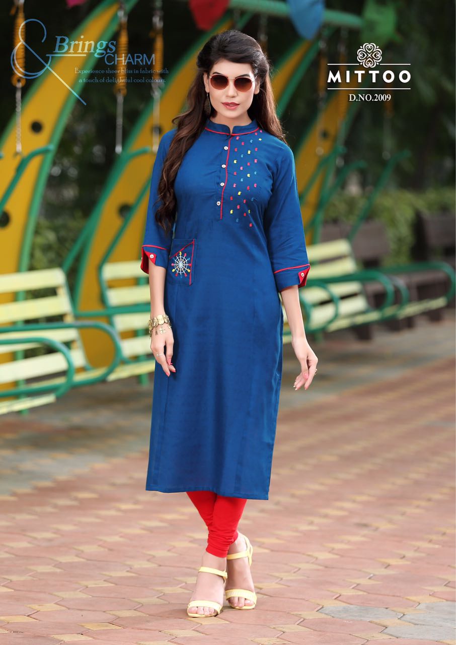 MITTOO PRIYAL VOL 2 COTTON SLUB FINE QUALITY KURTI WITH INNER CATALOG DISPATCH FROM 6TH OCT.