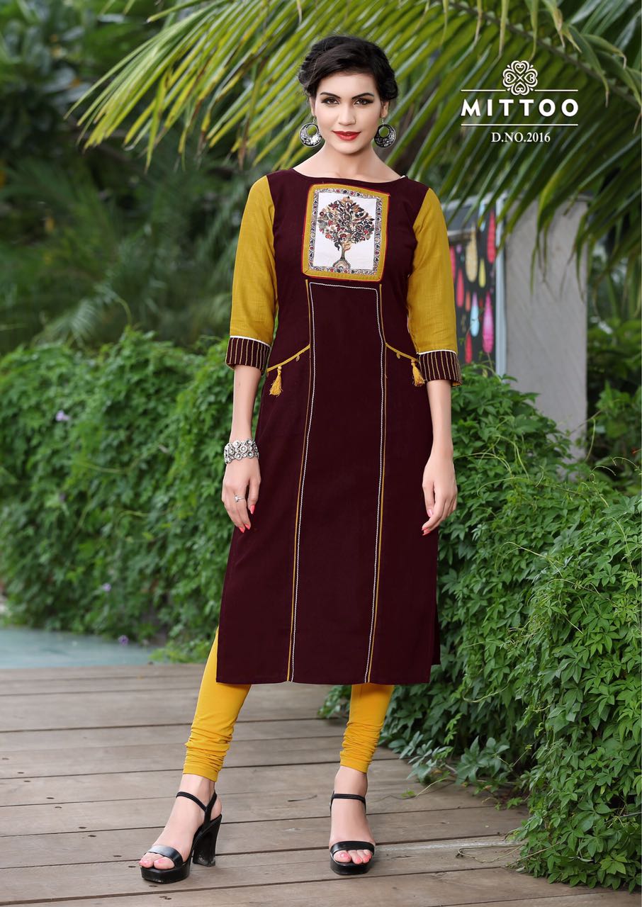 MITTOO PRIYAL VOL 2 COTTON SLUB FINE QUALITY KURTI WITH INNER CATALOG DISPATCH FROM 6TH OCT.