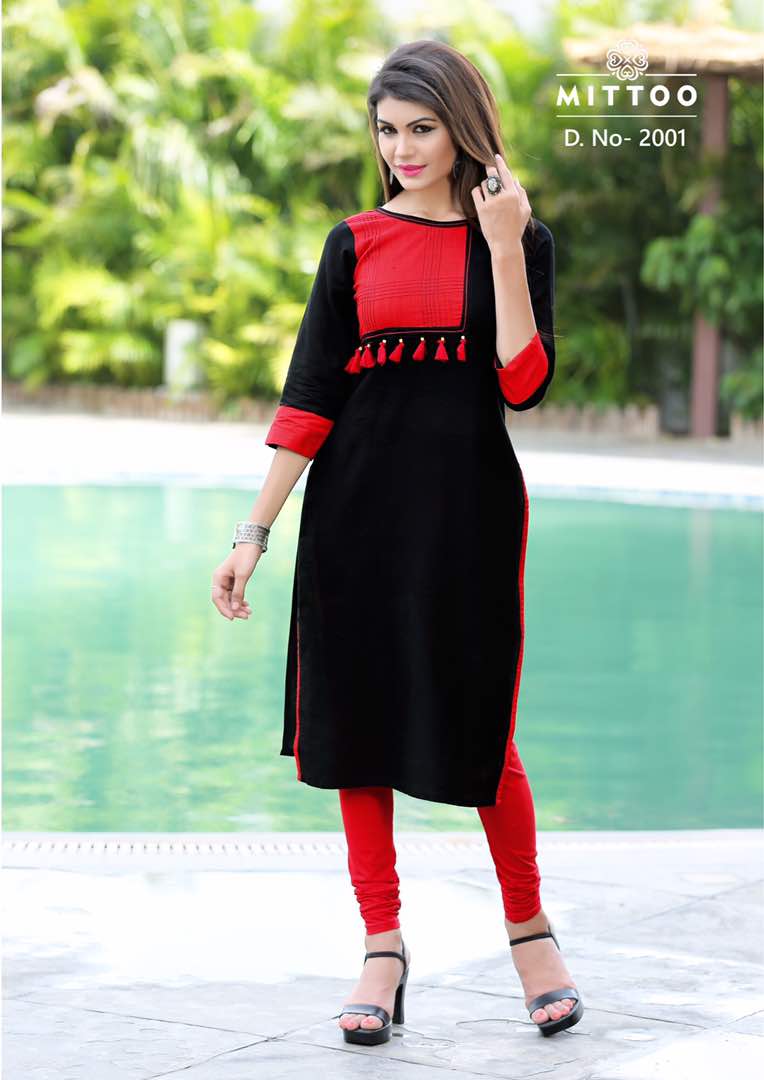 BEAUTIFUL COTTON SLUB KURTIS WITH HALF INNER 