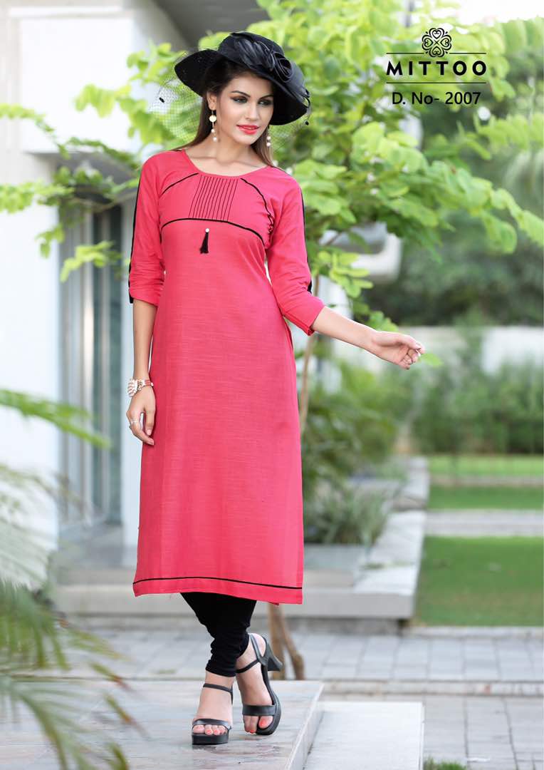 BEAUTIFUL COTTON SLUB KURTIS WITH HALF INNER 