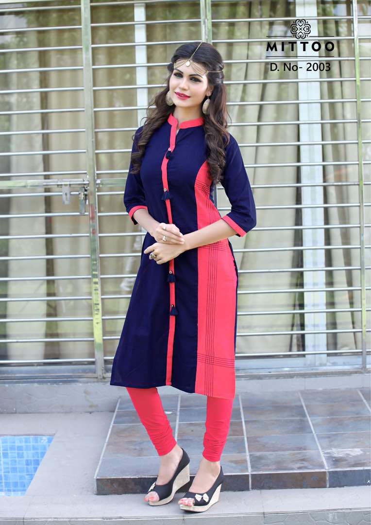 BEAUTIFUL COTTON SLUB KURTIS WITH HALF INNER 