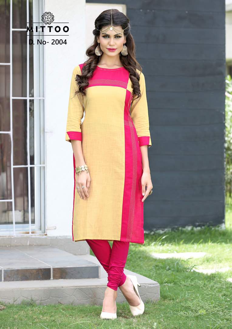 BEAUTIFUL COTTON SLUB KURTIS WITH HALF INNER 