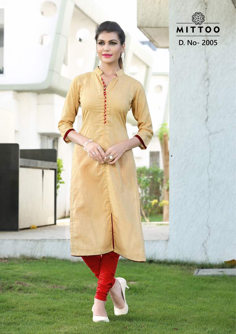 BEAUTIFUL COTTON SLUB KURTIS WITH HALF INNER 