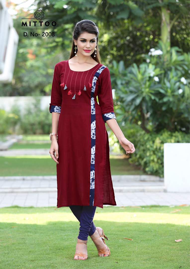 BEAUTIFUL COTTON SLUB KURTIS WITH HALF INNER 