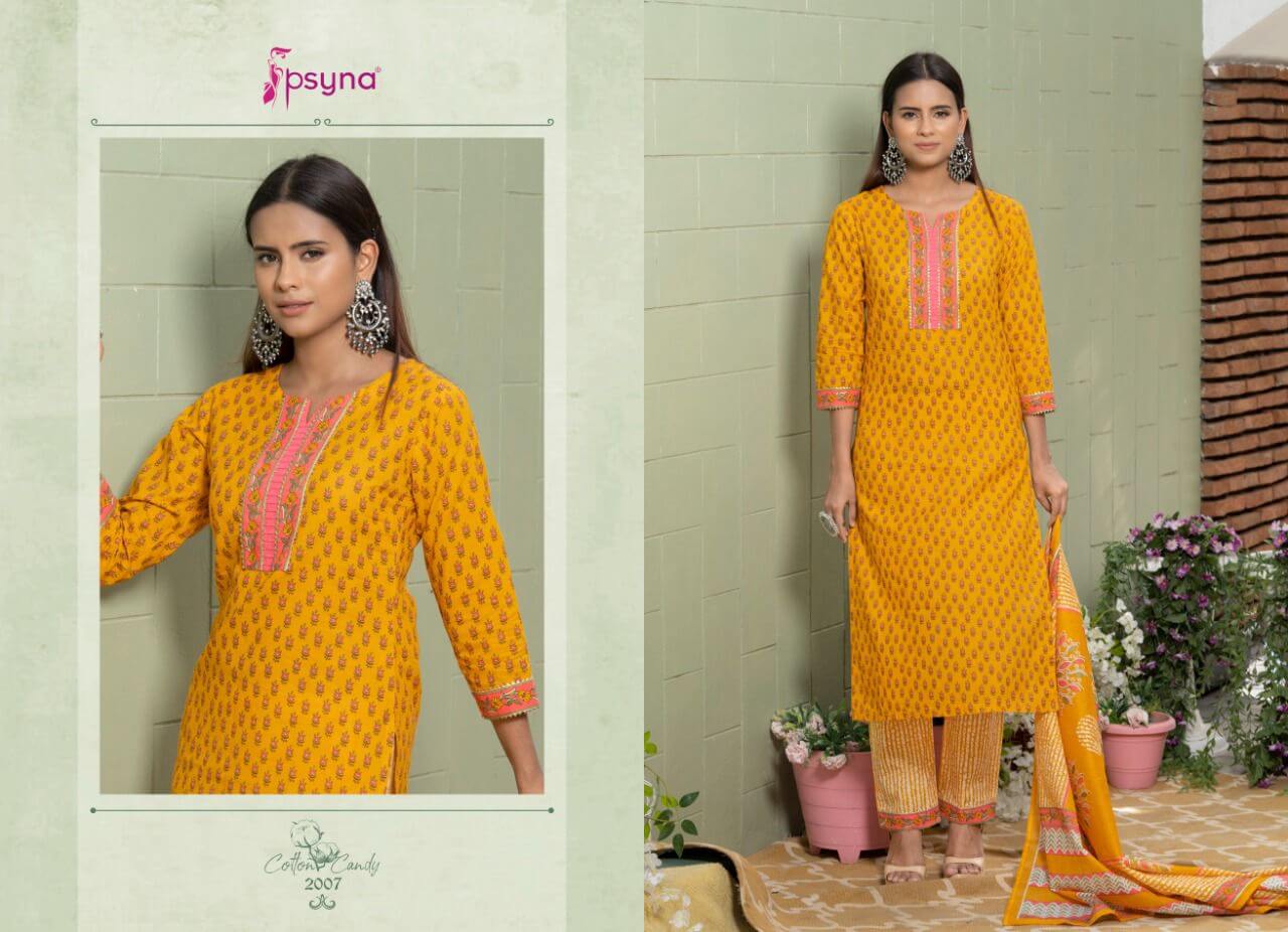 Psyna Cotton Candy Vol 2 Top Bottom Dupatta Wholesale Catalog, Buy Full Catalog of Psyna Cotton Candy Vol 2 at Wholesale Rate