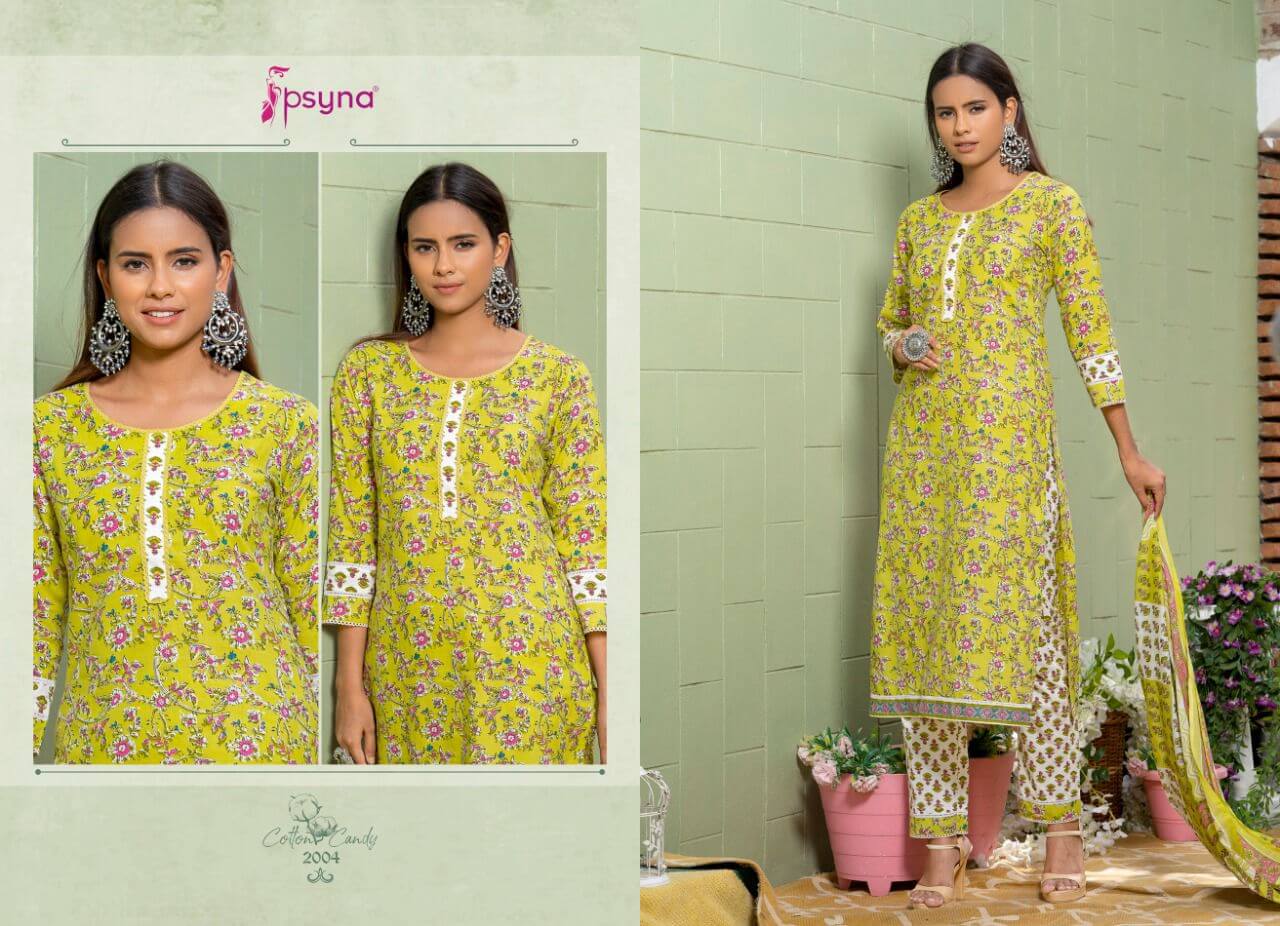 Psyna Cotton Candy Vol 2 Top Bottom Dupatta Wholesale Catalog, Buy Full Catalog of Psyna Cotton Candy Vol 2 at Wholesale Rate