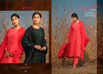 Psyna Parvati Kurti With Bottom and Dupatta Set Wholesale Catalog, Six Beautiful Work Women Top With Bottom And Dupatta Festive Wear Collection at Wholesale 