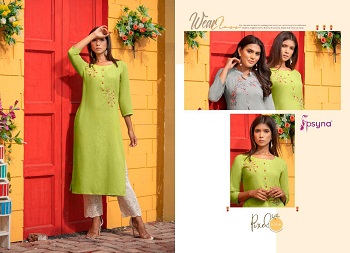 Psyna Pixcel Hand Work Kurtis Catalog in Wholesale, Psyna Presents A New Range Of Straight Embroidery Work Kurtis With Hand Work