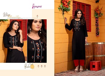 Psyna Pixcel Hand Work Kurtis Catalog in Wholesale, Psyna Presents A New Range Of Straight Embroidery Work Kurtis With Hand Work