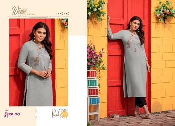 Psyna Pixcel Hand Work Kurtis Catalog in Wholesale, Psyna Presents A New Range Of Straight Embroidery Work Kurtis With Hand Work