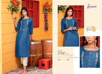 Psyna Pixcel Hand Work Kurtis Catalog in Wholesale, Psyna Presents A New Range Of Straight Embroidery Work Kurtis With Hand Work