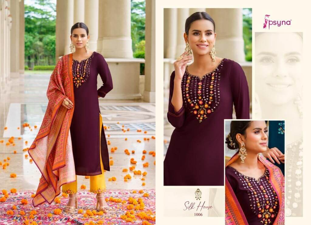 Psyna Silk House Silk Kurta Pant Dupatta Catalog in Wholesale Price, Buy Psyna Silk House Silk Kurta Pant Dupatta Full Catalog in Wholesale Price Online From Vadodara, Gujarat