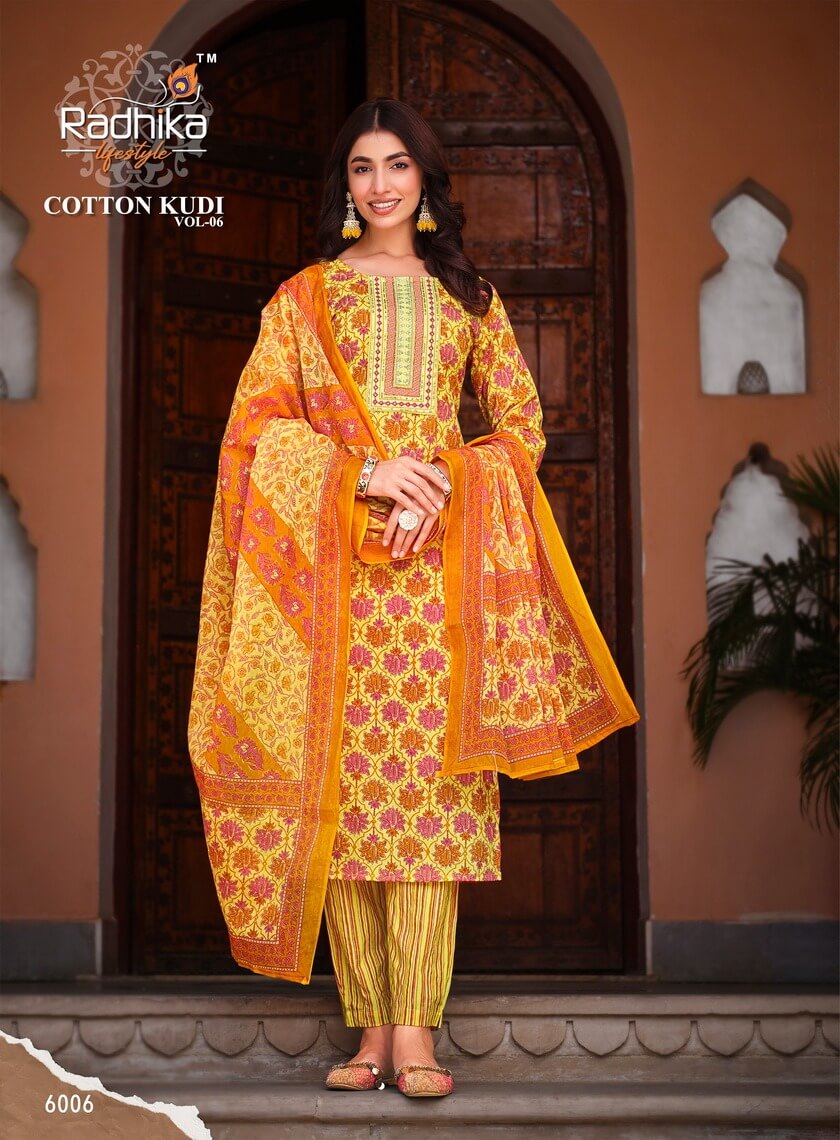 Radhika Lifestyle Cotton Kudi vol 6 Top Bottom Dupatta Set Catalog in Wholesale, Buy Radhika Lifestyle Cotton Kudi vol 6 Top Bottom Dupatta Set Full Catalog in Wholesale Price Online From Aarvee Creation