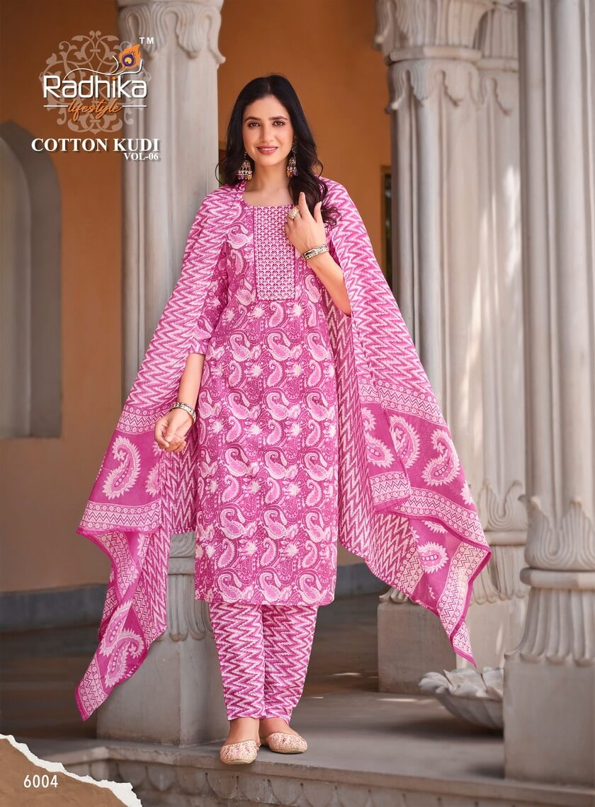 Radhika Lifestyle Cotton Kudi vol 6 Top Bottom Dupatta Set Catalog in Wholesale, Buy Radhika Lifestyle Cotton Kudi vol 6 Top Bottom Dupatta Set Full Catalog in Wholesale Price Online From Aarvee Creation