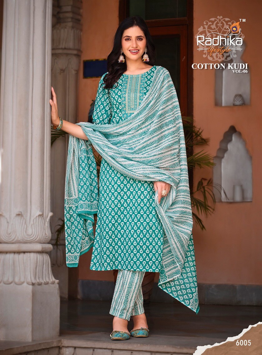 Radhika Lifestyle Cotton Kudi vol 6 Top Bottom Dupatta Set Catalog in Wholesale, Buy Radhika Lifestyle Cotton Kudi vol 6 Top Bottom Dupatta Set Full Catalog in Wholesale Price Online From Aarvee Creation