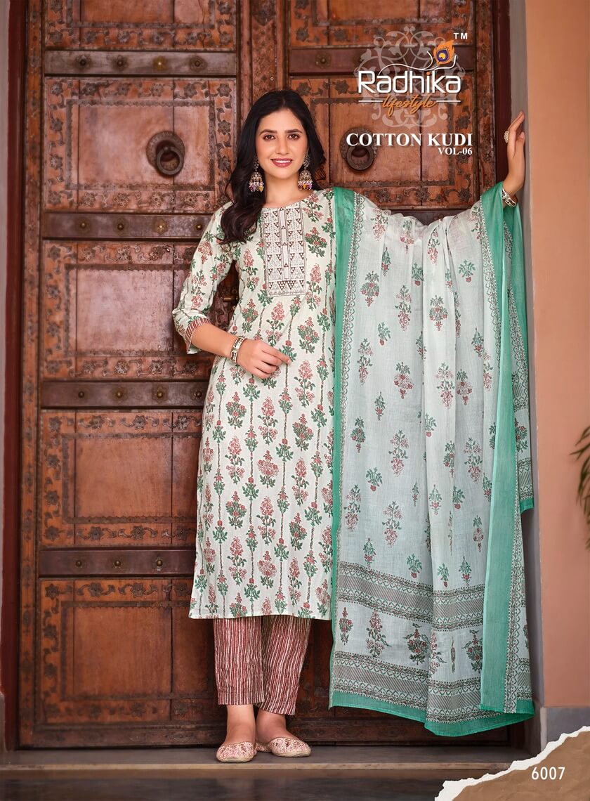 Radhika Lifestyle Cotton Kudi vol 6 Top Bottom Dupatta Set Catalog in Wholesale, Buy Radhika Lifestyle Cotton Kudi vol 6 Top Bottom Dupatta Set Full Catalog in Wholesale Price Online From Aarvee Creation