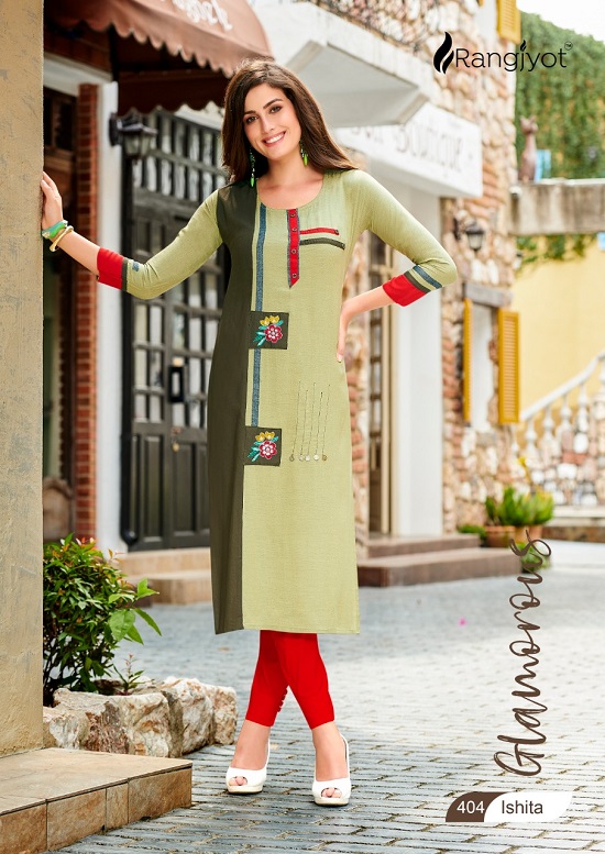 Rang Jyot Ishita vol 4 wholesale kurtis catalog. Ishita vol 4 wholesale rayon kurtis catalogue by Rangjyot Brand.