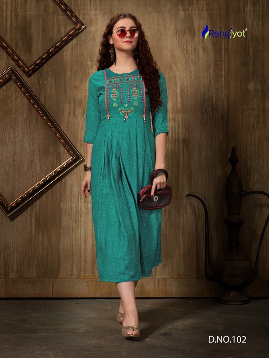 Rangjyot Herry Vol 2 wholesale kurtis catalogue. Herry Vol 2 Rayon Embroidery work Kurtis catalog by Rangjyot kurtis manufacturer at low price in wholesale market.