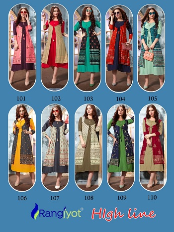 rayon kurtis with shrug wholesale catalogue Aarvee Creation Rangjyot High Line Vol 1 Rayon Kurtis With Attach Shrug Catalogue in Wholesale Price Online. Shop Kurtis in bulk online for Business