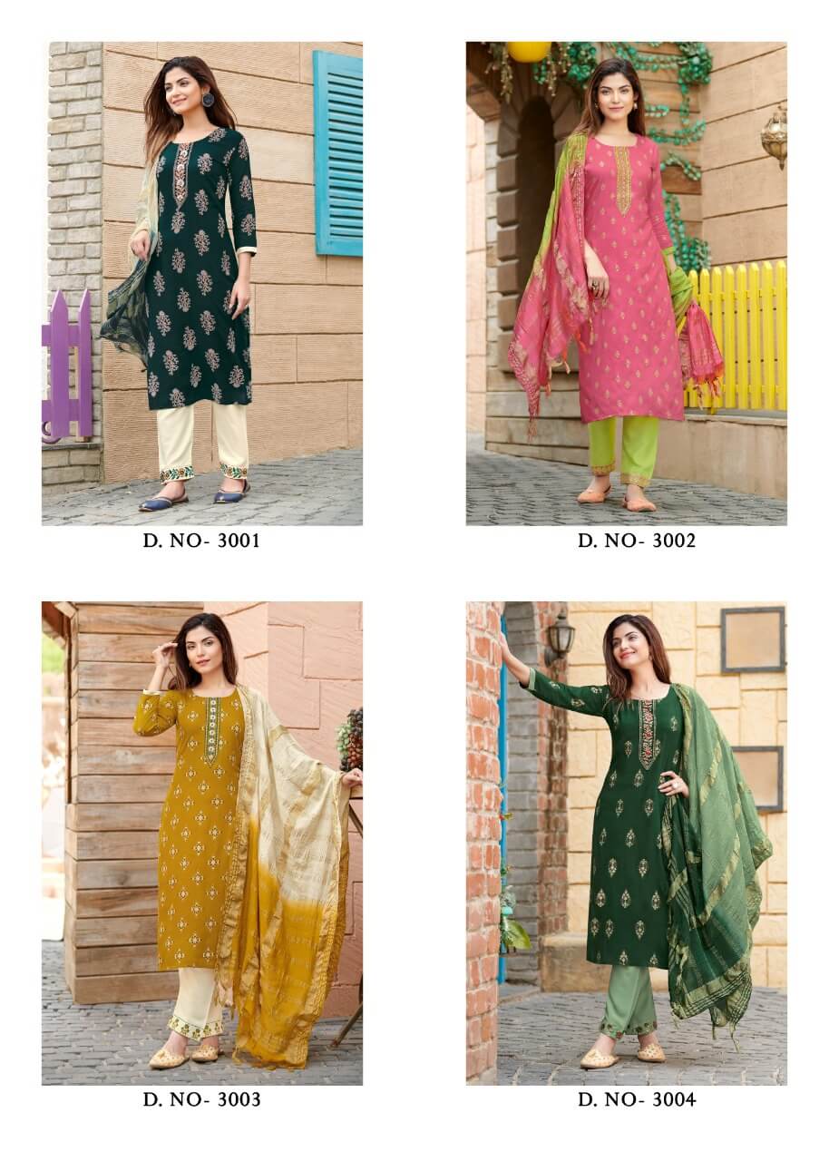 Rangjyot Rangmaya vol 3 Top Bottom and Dupatta Set Wholesale Catalog, Buy Rangjyot Rangmaya vol 3 Full Catalog of Ladies top Bottom Dupatta Set in Wholesale Rate