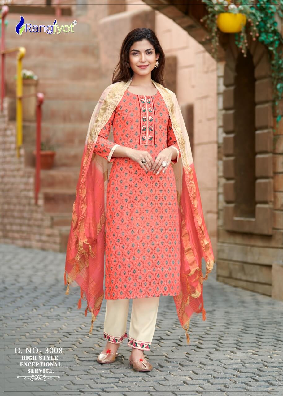 Rangjyot Rangmaya vol 3 Top Bottom and Dupatta Set Wholesale Catalog, Buy Rangjyot Rangmaya vol 3 Full Catalog of Ladies top Bottom Dupatta Set in Wholesale Rate