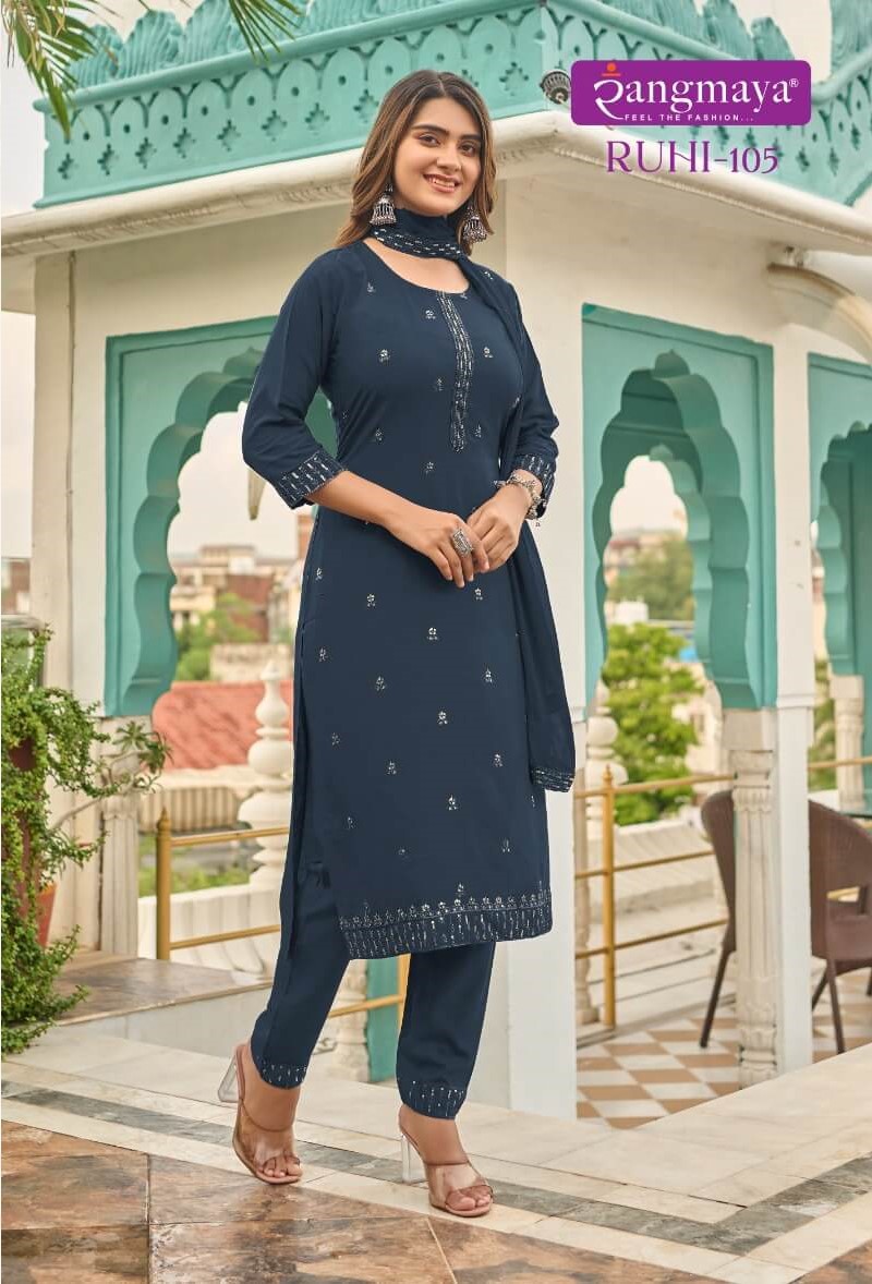 Rangmaya Ruhi Kurti Pant Dupatta Catalog in Wholesale Price, Buy Rangmaya Ruhi Kurti Pant Dupatta Full Catalog in Wholesale Price Online From Aarvee Creation