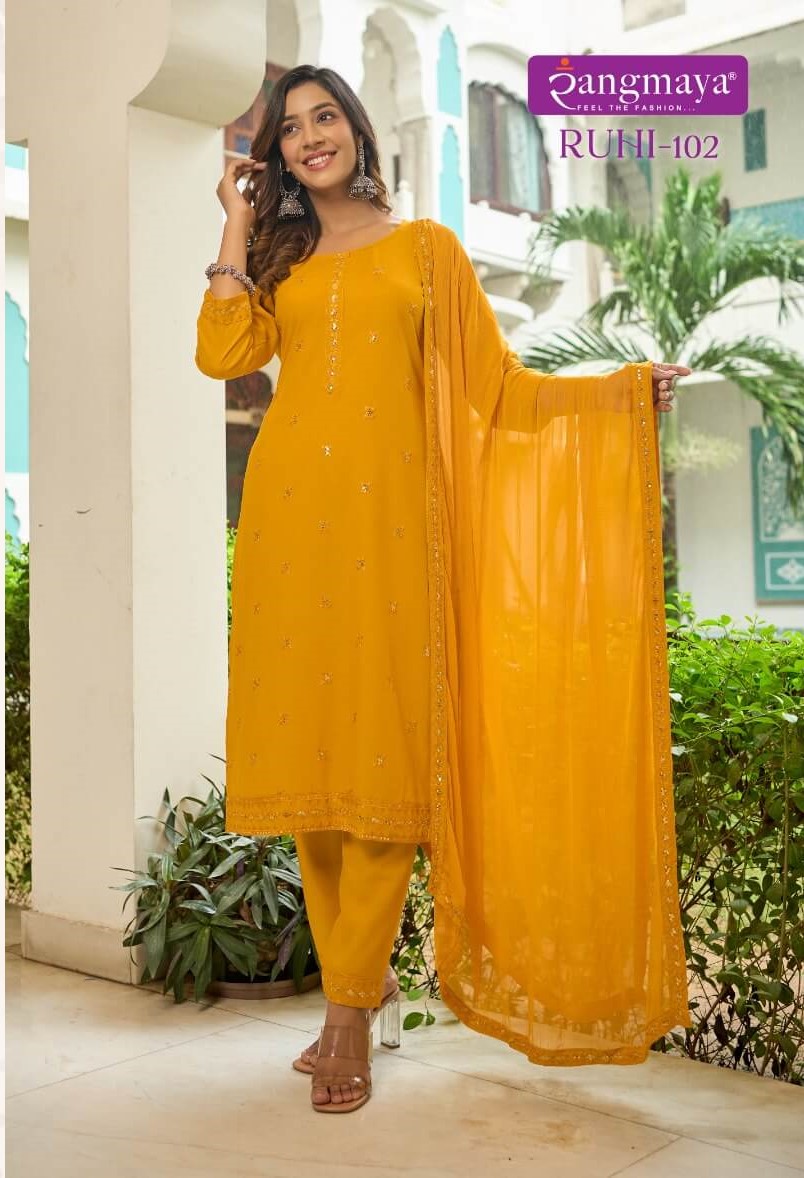 Rangmaya Ruhi Kurti Pant Dupatta Catalog in Wholesale Price, Buy Rangmaya Ruhi Kurti Pant Dupatta Full Catalog in Wholesale Price Online From Aarvee Creation