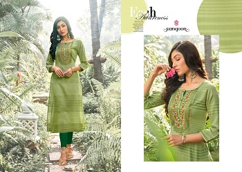 Rangoon Classic Wholesale Kurtis Catalogue, Classic Lining Cotton Kurtis With Embroidery work eight Designs Catalogue by Rangoon