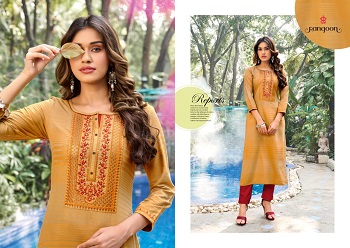 Rangoon Classic Wholesale Kurtis Catalogue, Classic Lining Cotton Kurtis With Embroidery work eight Designs Catalogue by Rangoon