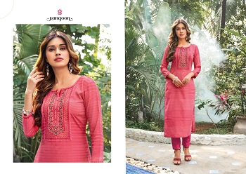 Rangoon Classic Wholesale Kurtis Catalogue, Classic Lining Cotton Kurtis With Embroidery work eight Designs Catalogue by Rangoon