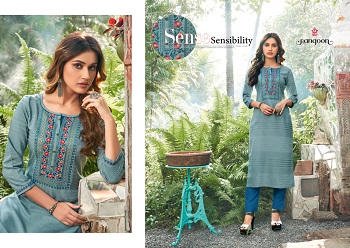 Rangoon Classic Wholesale Kurtis Catalogue, Classic Lining Cotton Kurtis With Embroidery work eight Designs Catalogue by Rangoon