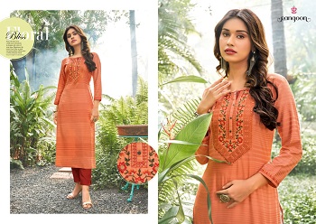 Rangoon Classic Wholesale Kurtis Catalogue, Classic Lining Cotton Kurtis With Embroidery work eight Designs Catalogue by Rangoon