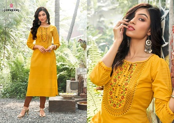 Rangoon Classic Wholesale Kurtis Catalogue, Classic Lining Cotton Kurtis With Embroidery work eight Designs Catalogue by Rangoon