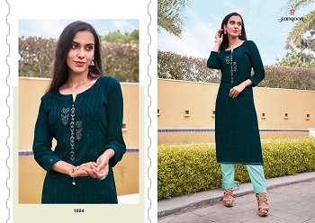 Rangoon Punch Sequence Leriya khatli hand work Rayon Kurtis Wholesale Catalog, Five Designs and colours Wholesale Kurtis Catalog Punch by Rangoon Brand