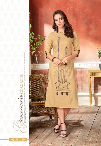 Rio Vol 1 By Vink Linen Cotton Embroidered Kurti Catalog