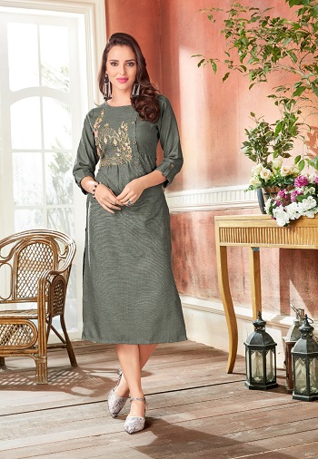 Rio Vol 1 By Vink Linen Cotton Embroidered Kurti Catalog