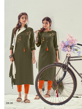 Order Riya Cyclone Heavy Tesla Slub Kurti with Dupatta Collection, Readymade Full Catalog Available at Wholesale Price Online