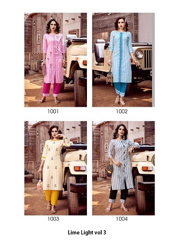 Riya Lime Light Vol 3 Kurti With Pant Wholesale Catalog