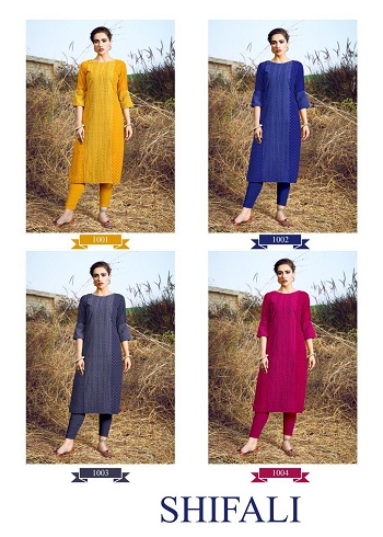 Riya Launches Four Designs Georgette Shifli Work Kurtis Catalog Shifali, Purchase Kurtis in Bulk For Retail Business