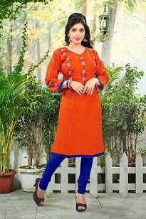 BEAUTIFUL EMBROIDERY WORK COTTON KURTI