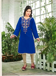 BEAUTIFUL EMBROIDERY WORK COTTON KURTI